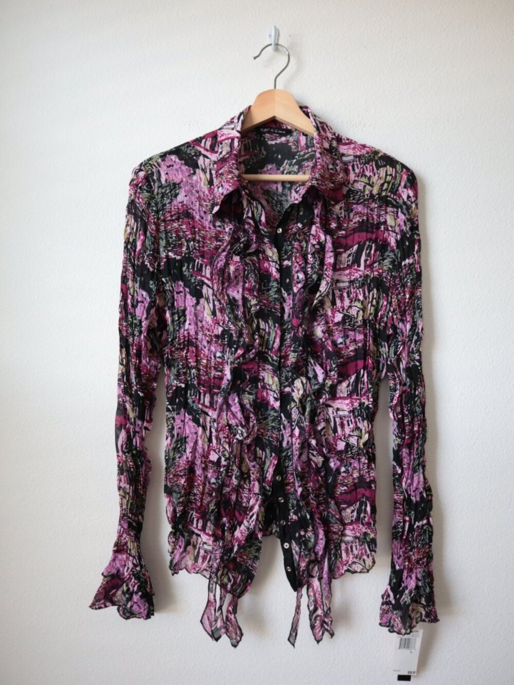 Violet & Claire Deadstock Y2K Ruffle Crumple Top | L